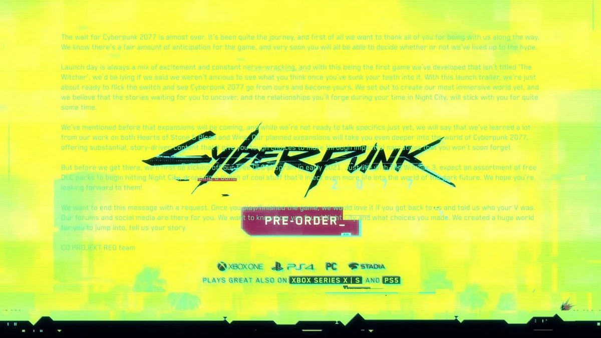 Cyberpunk 2077 Free DLCs Coming Early 2021, Made $480 Million Pre-Launch