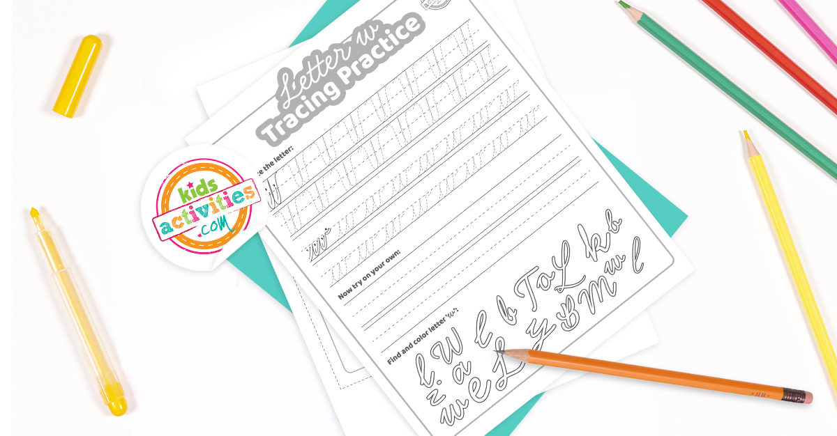 Cursive W Worksheet & Flashcard - Printable Handwriting Practice for Cursive Letter W