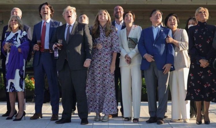 Brigitte Macron matches Carrie Symonds in classy printed dress for evening BBQ in Cornwall