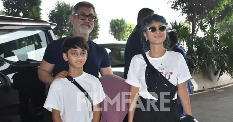 Aamir Khan gets clicked at the airport with Kiran Rao and his son Azad. See pics: