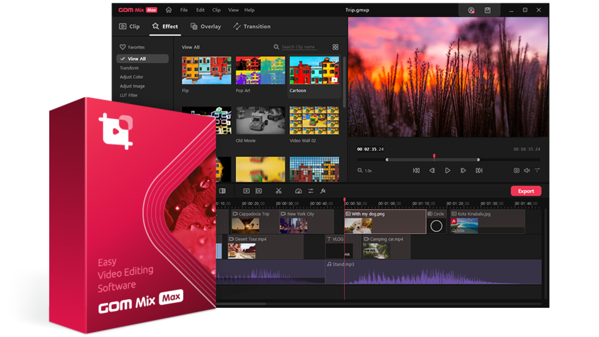 GOM Mix Max is a powerful, easy-to-use, video editing software for content creators on Windows.