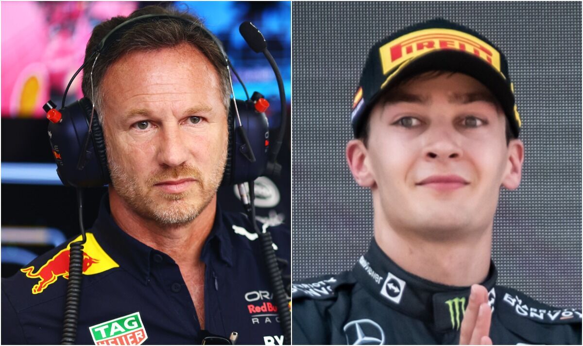 Christian Horner plays down George Russell hype after thrilling scrap with Max Verstappen