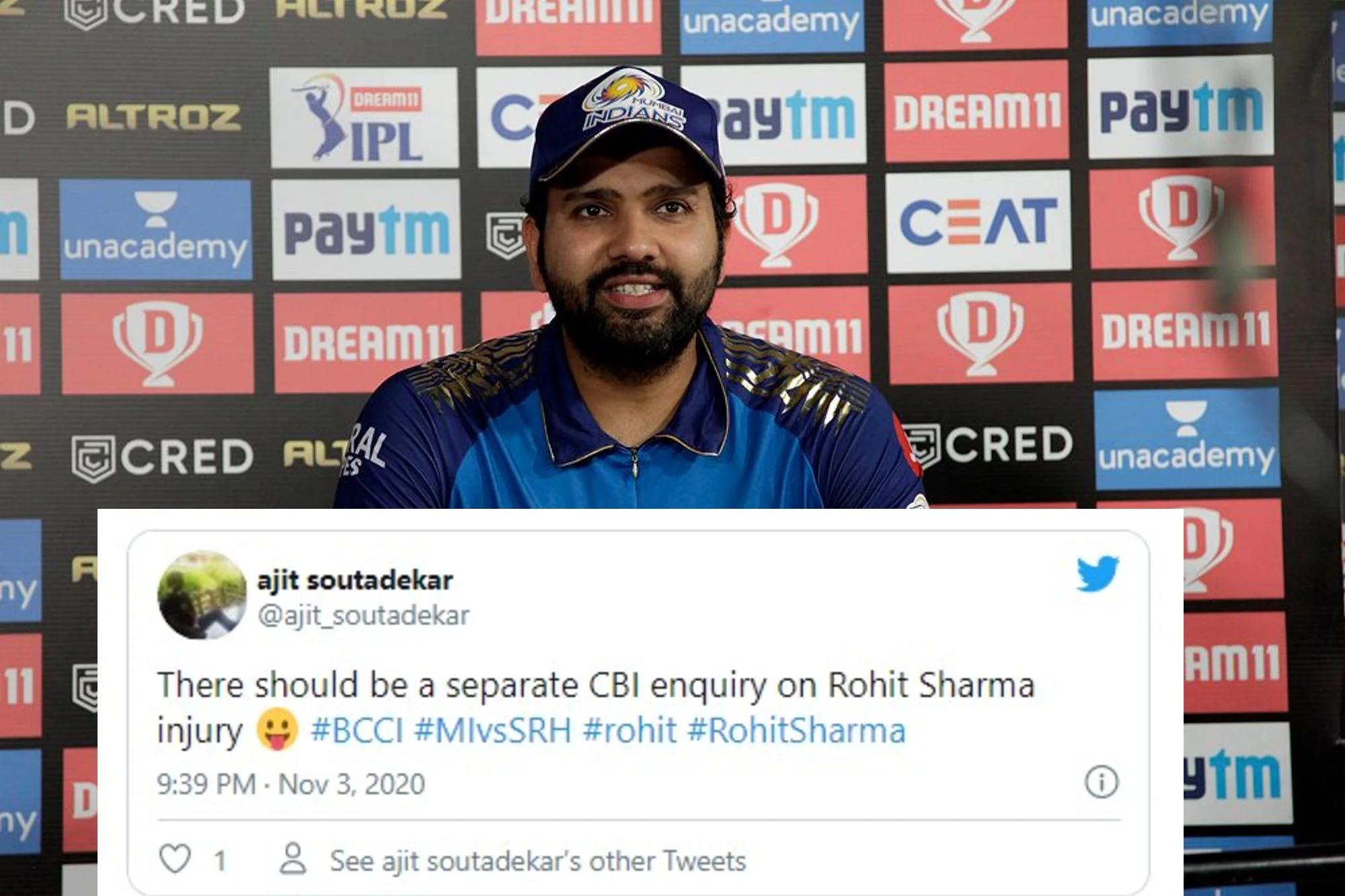 IPL 2020: 'Separate CBI Enquiry on Rohit Sharma Injury' - Fans Confused As Rohit Sharma Returns to Playing XI;