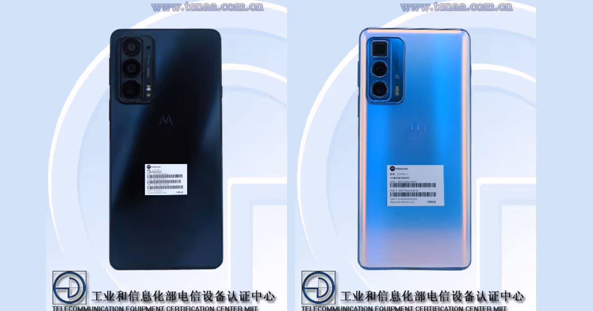Motorola Edge 20, Motorola Edge 20 Pro specs and design revealed on TENAA | 91mobiles.com