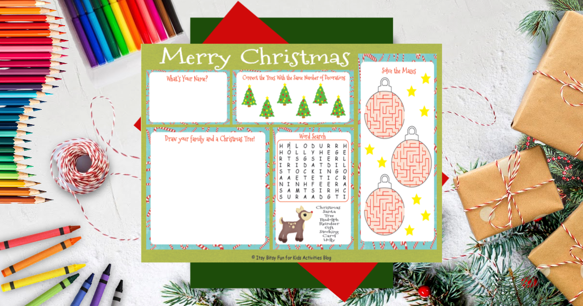 Festive Printable Christmas Placemats for the Holidays | Kids Activities Blog