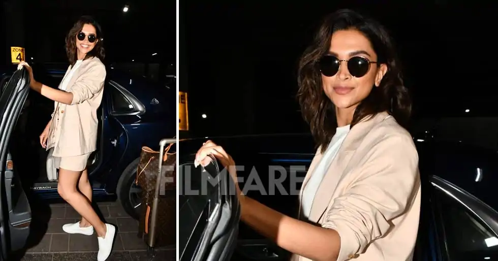 Deepika Padukone clicked in a semi-formal look at the airport