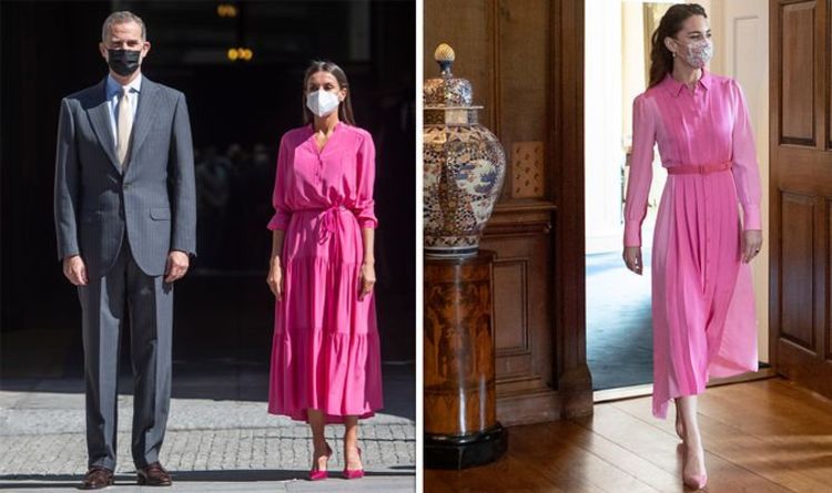Queen Letizia wears pink dress strikingly similar to Kate Middleton's for visit this week