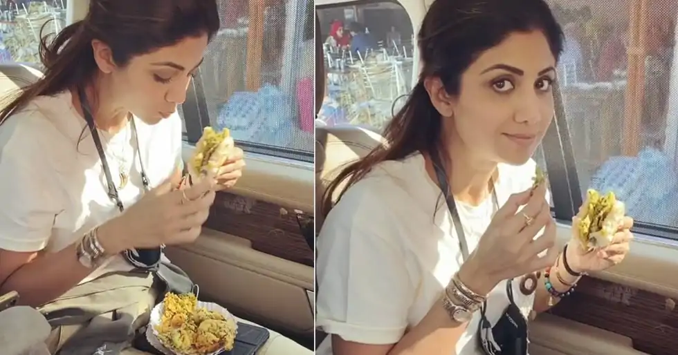 Shilpa Shetty enjoys some Mumbai street food