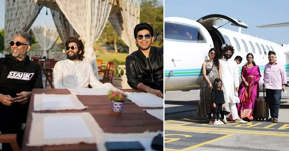 Allu Arjun jets off to Udaipur in a private plane with his family
