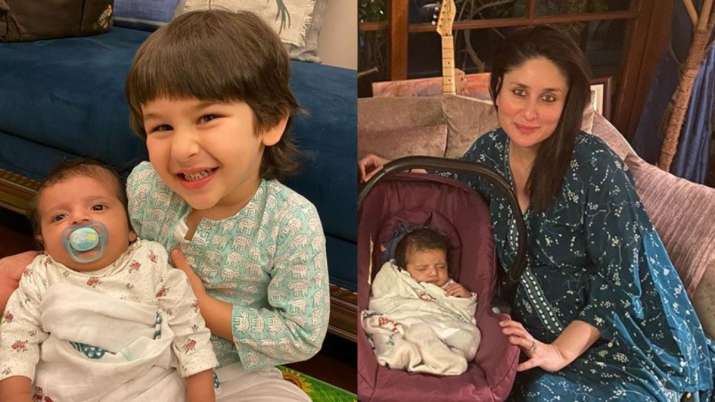 Taimur is all smiles while posing with his little friend at mom Kareena Kapoor Khan's dinner party. See pics