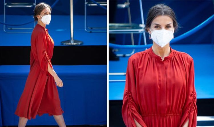 'Relatable royal': Queen Letizia stuns in red dress as she embraces natural colour