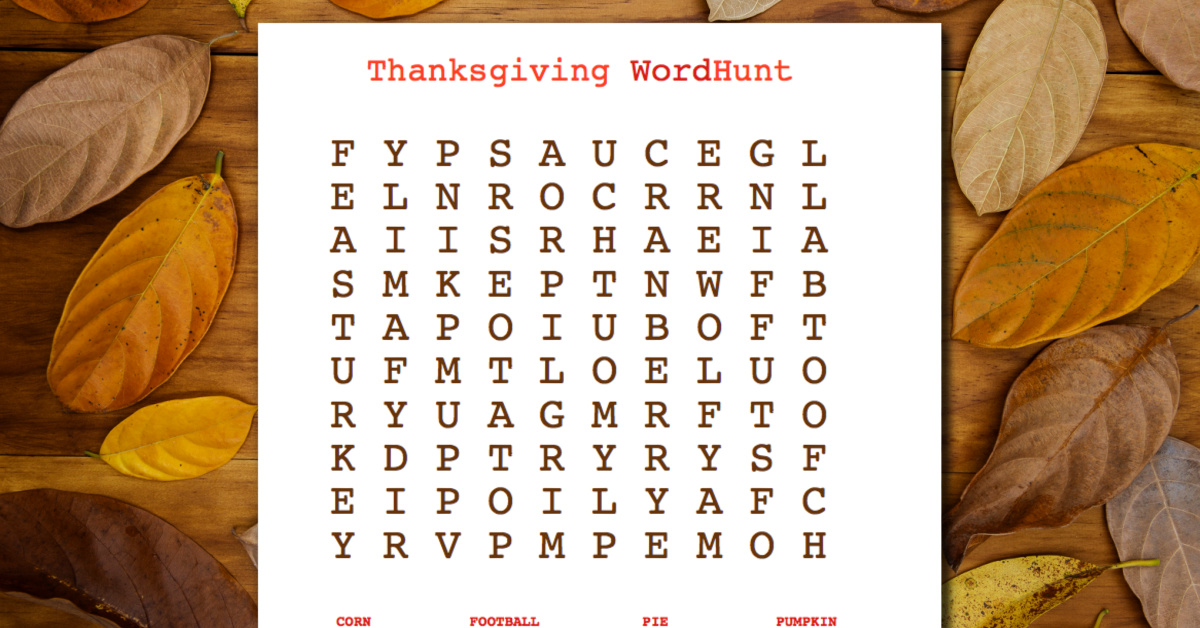 Celebrate This Fall With This Thanksgiving Word Search