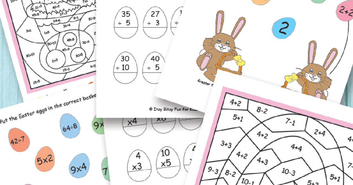 Free Printable Easter Addition & Subtraction, Multiplication & Division Math Worksheets