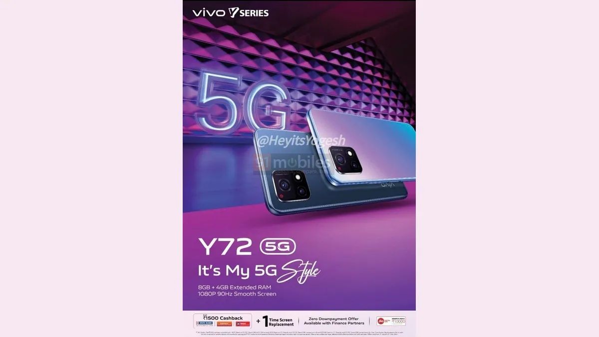 Vivo Y72 5G India Launch Date Tipped to Be July 15