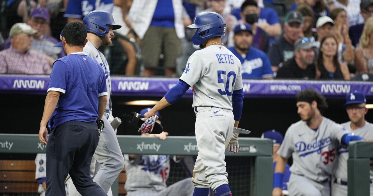 Max Muncy homers twice as Dodgers beat Rockies; Mookie Betts leaves with hip flareup