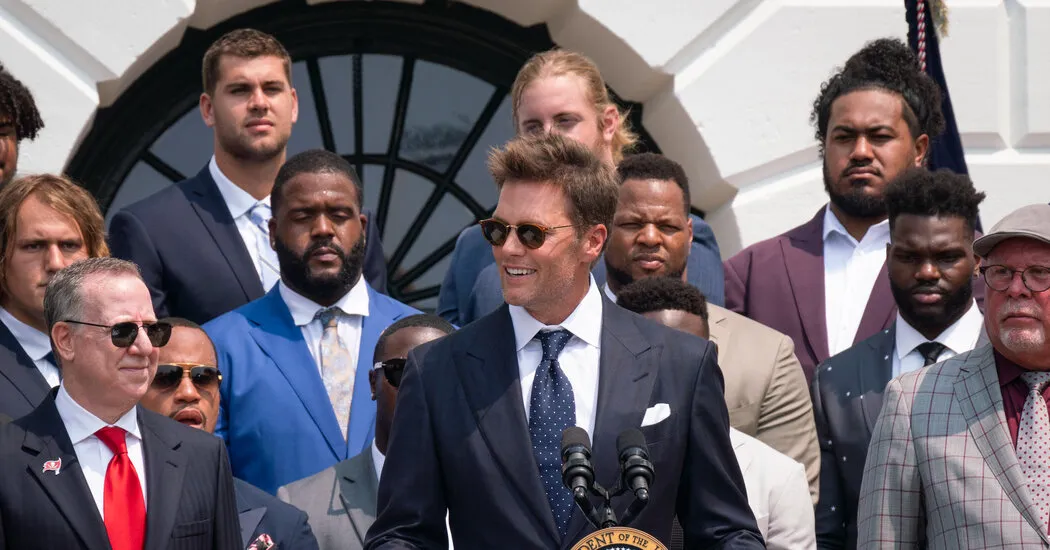Celebrating a Super Bowl win at the White House, Tom Brady lobs an apparent jab at Trump.