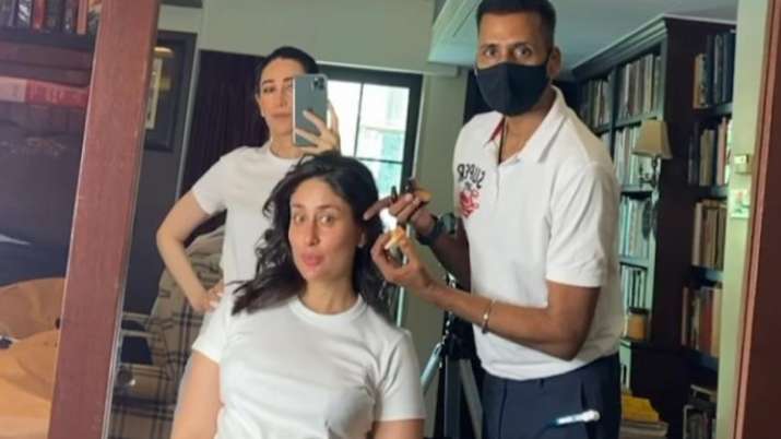 Kareena Kapoor flaunts her baby bump as she shoots with sister Karisma Kapoor