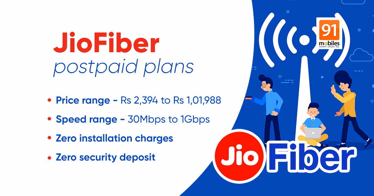 Jio Fiber postpaid plans launched in India: check plans, prices, speed, validity, and more | 91mobiles.com