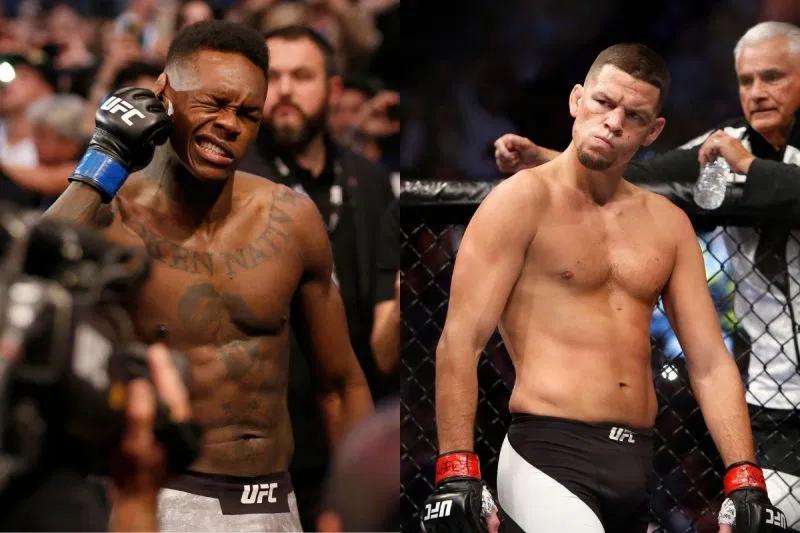 Watch: Israel Adesanya meets Nick and Nate Diaz backstage after UFC 263 win