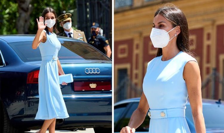 'Beautiful in all blue': Queen Letizia stuns in mystery ice blue coronation dress