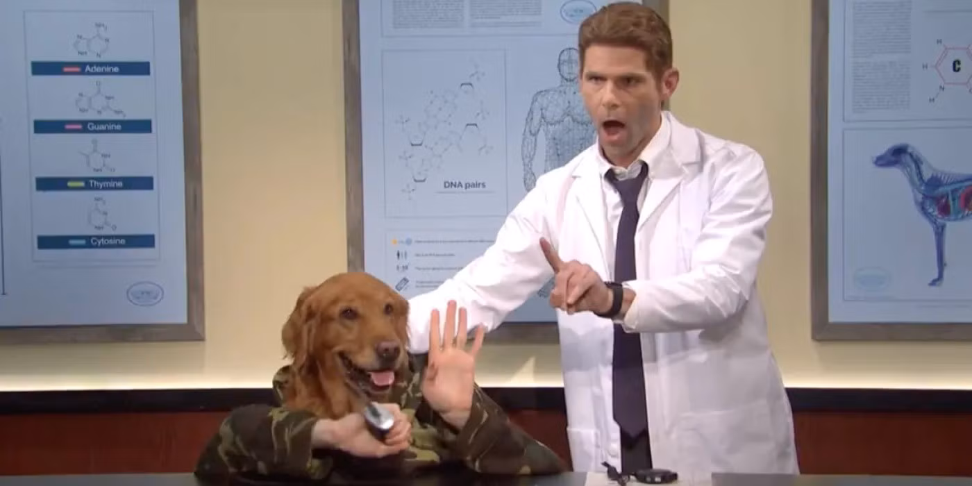 Watch 'SNL' Cast Struggle Not to Laugh During Dog Head Man Sketch