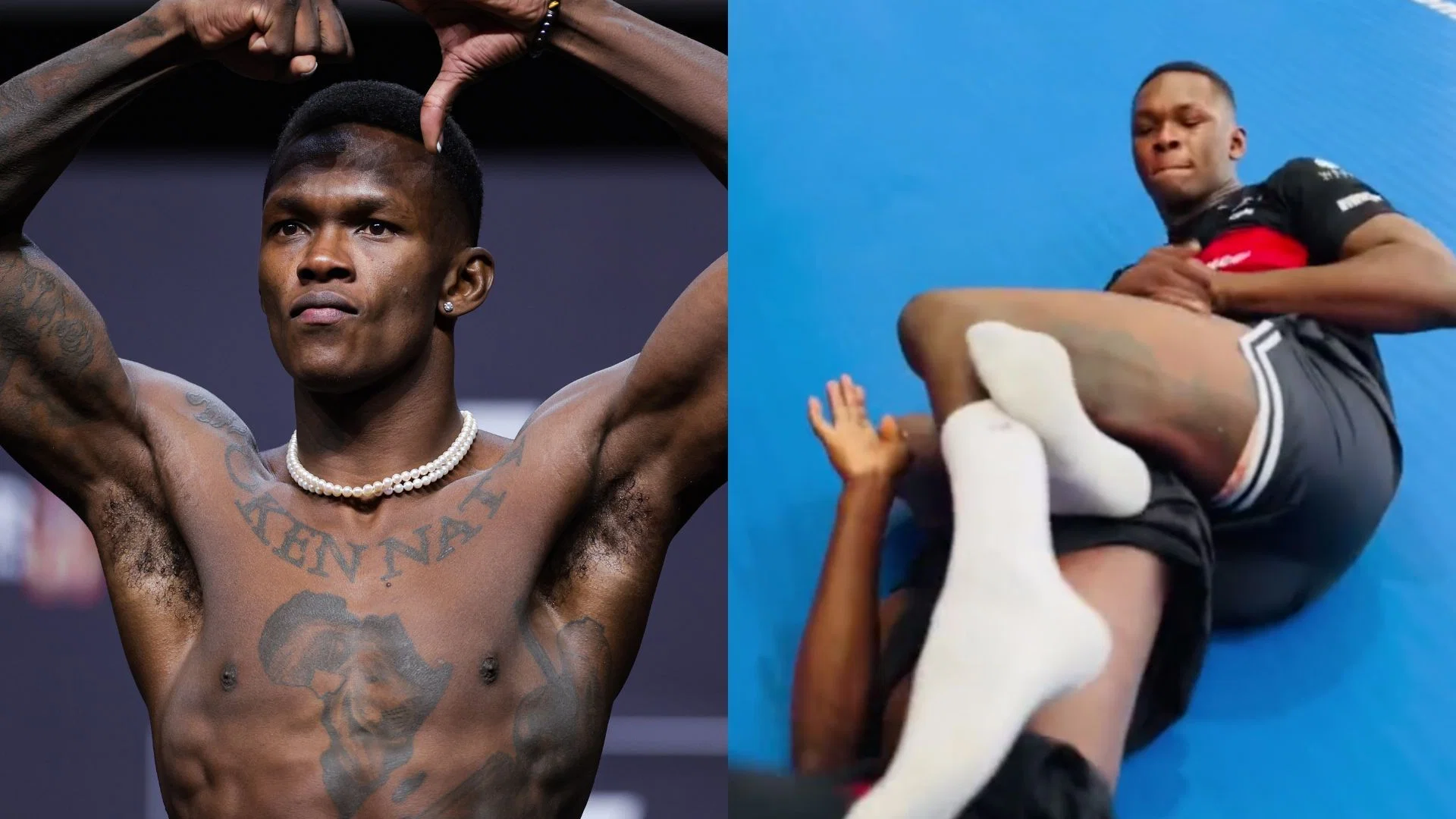 'Khamzat is shaking in his boots' - Fans dub Israel Adesanya 'Super Champ' as footage of jiu-jitsu training sh