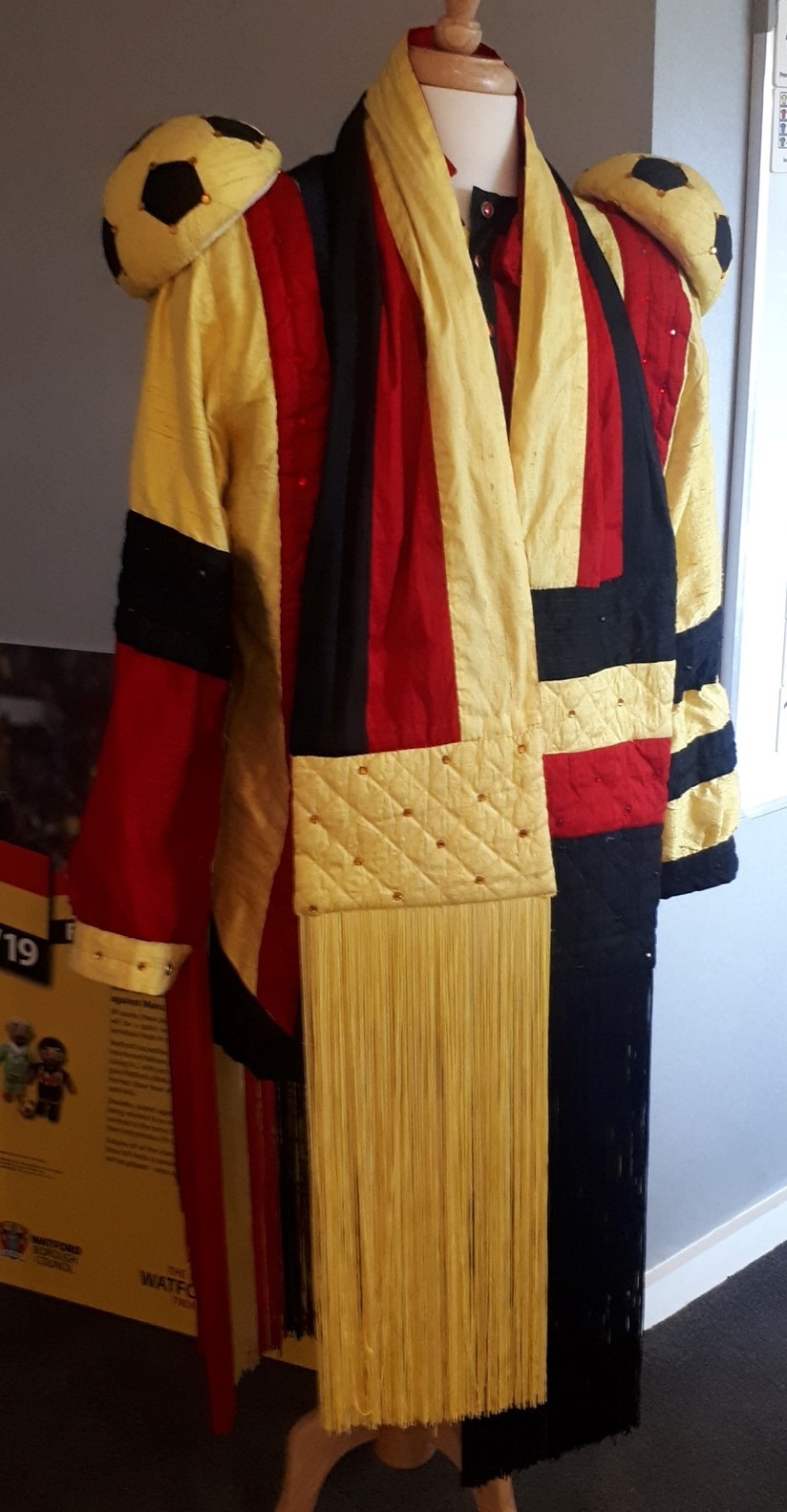 The Elton John costume in the colours of Watford FC