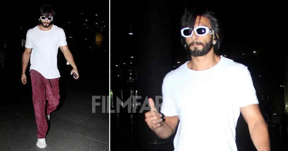Ranveer Singh clicked at the airport making a fashion statement as always