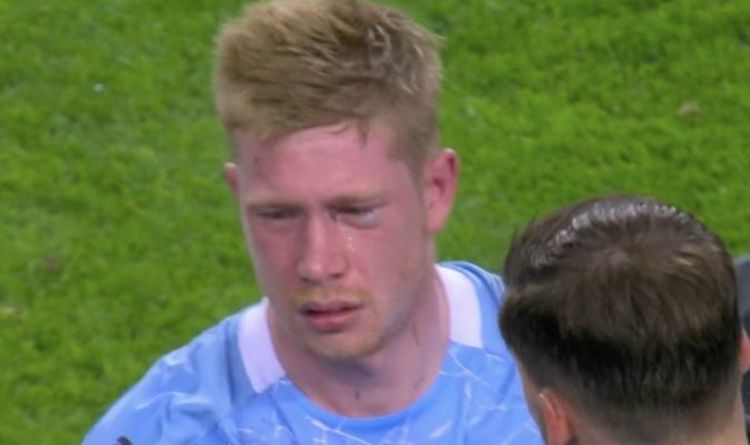 Kevin De Bruyne in tears after suffering black eye injury during Champions League final