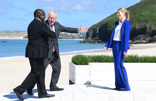 Carrie Symonds Dons Amanda Wakeley Suit from My Wardrobe HQ at G7