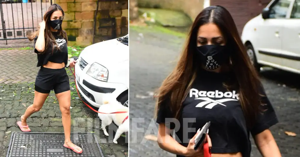 Malaika Arora steps out for her morning walk with her cute dog in tow