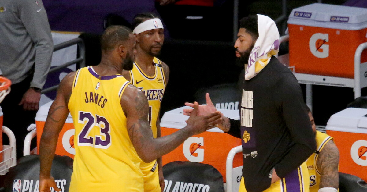 Column: Is LeBron James too old, Anthony Davis too frail? Playoff failure suggests so