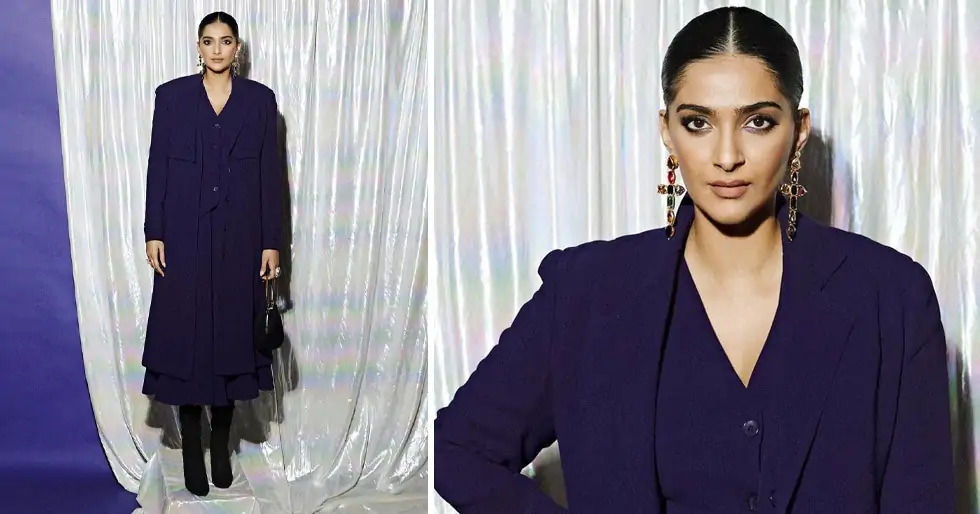 Sonam Kapoor nails winter fashion in a monochrome skirt suit. See pics: