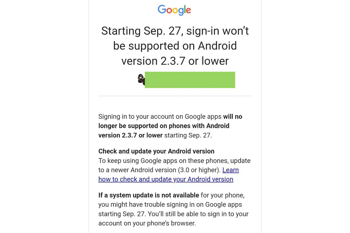 Old Android Phone Users Won’t Be Able to Sign in to Google Apps Soon