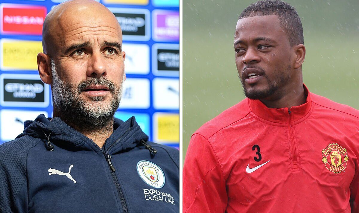 Pep Guardiola's brutal Patrice Evra response as Man City boss takes Man Utd dig