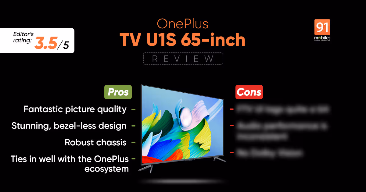OnePlus TV U1S 65-inch review: excellent picture quality, with some caveats