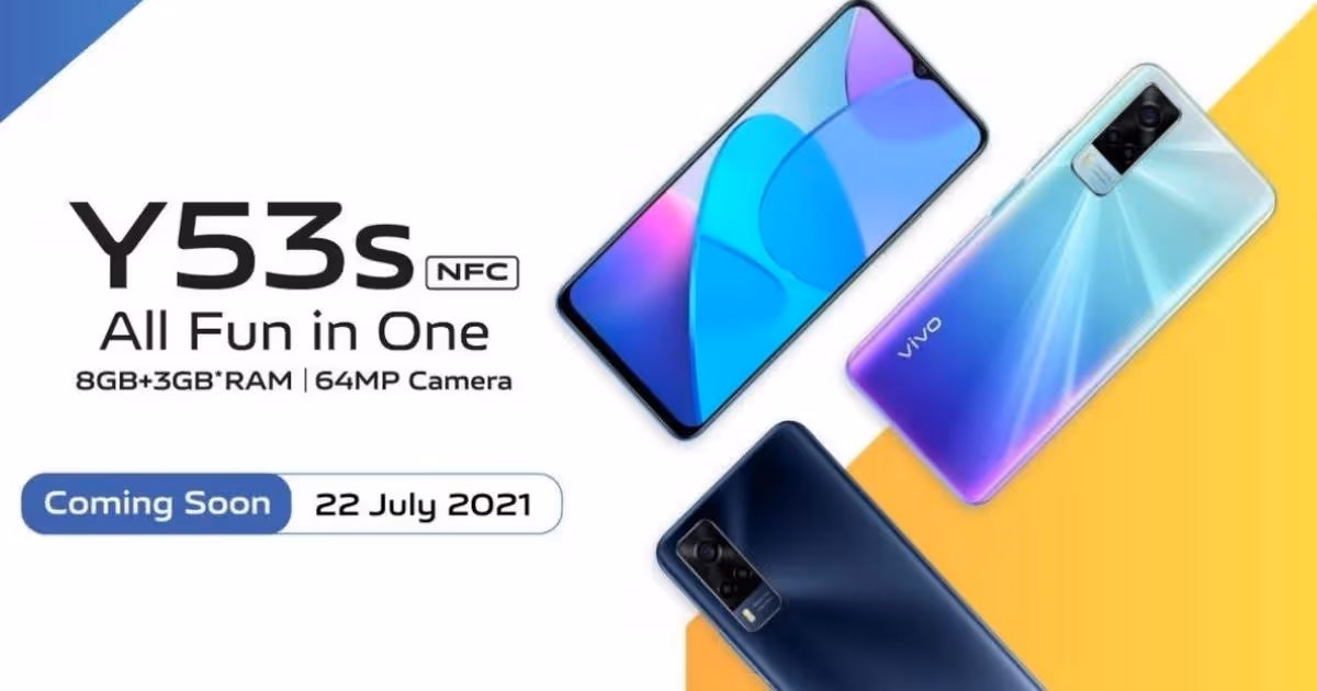 Vivo Y53s NFC with 64MP primary camera set to launch on July 22nd | 91mobiles.com