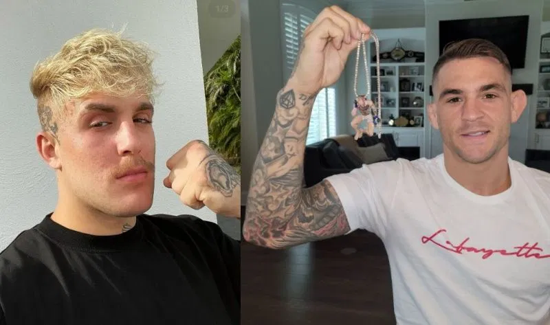 Dustin Poirier receives 'Sleepy McGregor' chain from Jake Paul; set to auction it off 'to do something big'