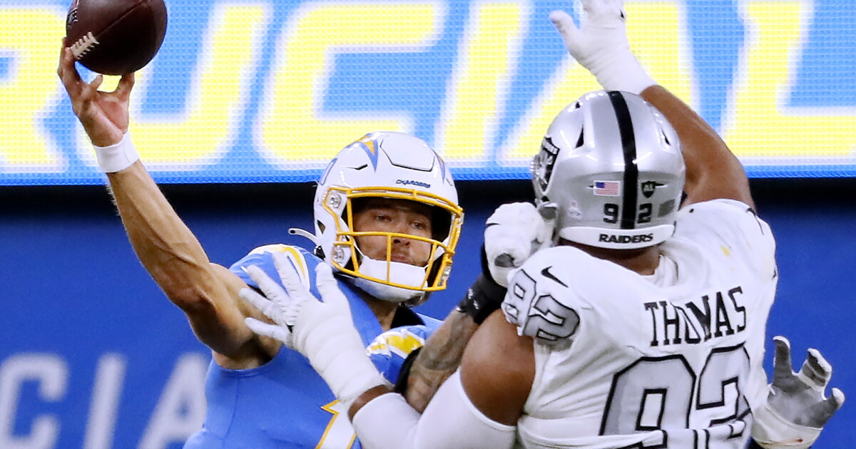 Facing pressure appears to be old hat for young Chargers quarterback Justin Herbert