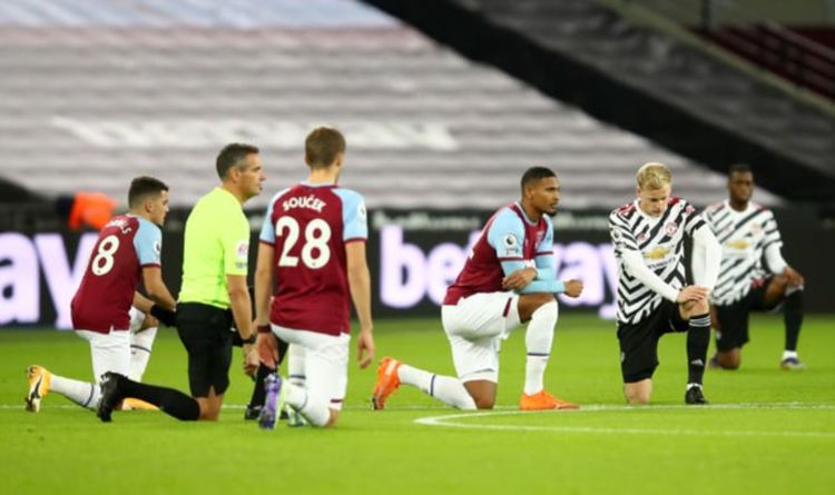West Ham fans boo as players take the knee for Black Lives Matter before Man Utd clash