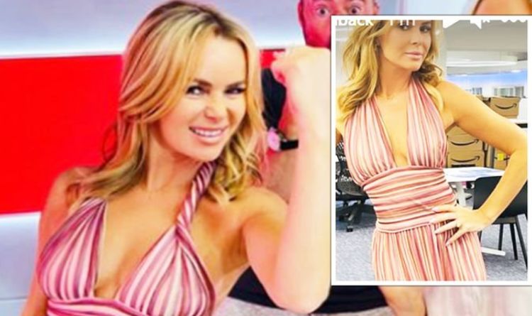 Amanda Holden, 50, causes a stir with eye-popping display as she goes braless in dress