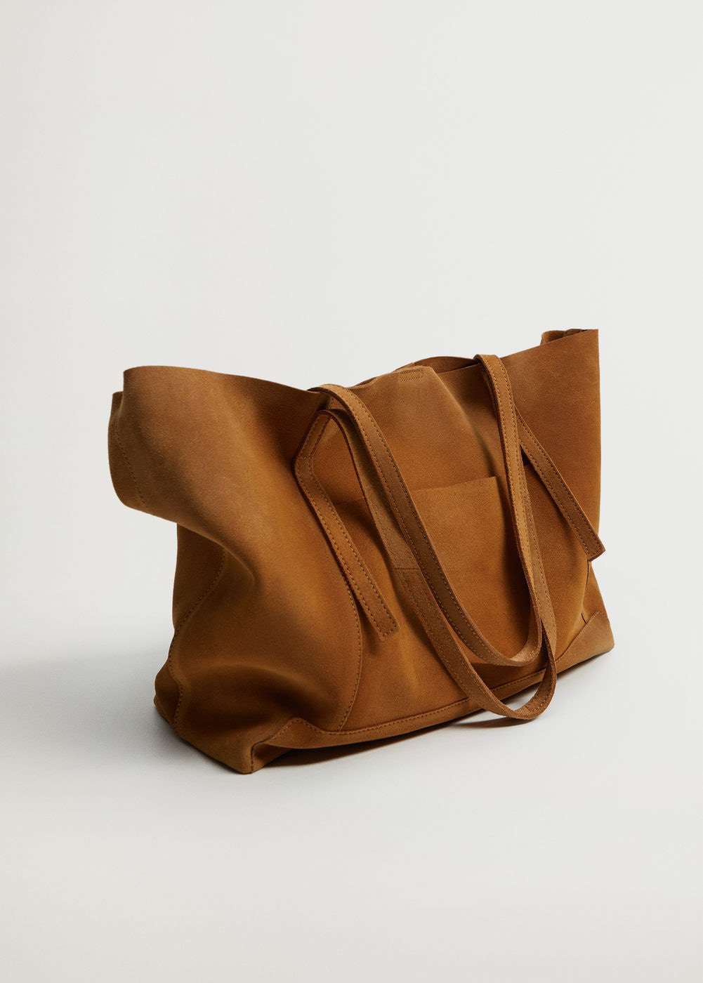 Mango Leather Shopper Bag