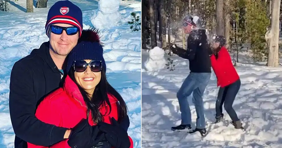 Preity Zinta and her husband have a gala time playing in the snow