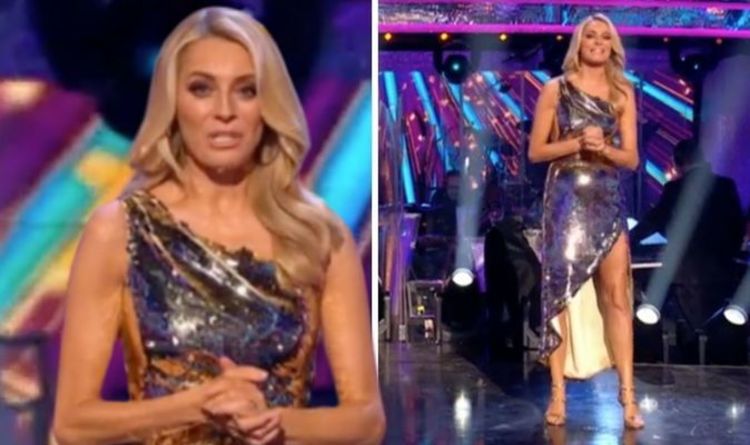 Tess Daly bares legs in glitzy dress and £600 heels for Strictly Come Dancing final