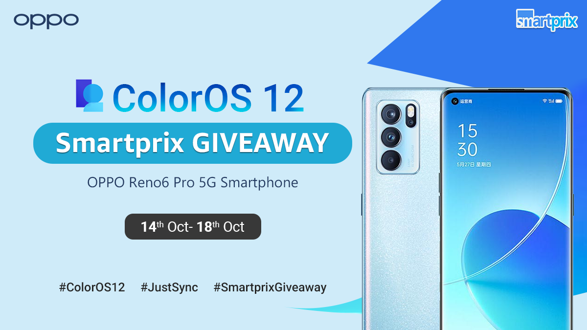 ColorOS 12 x Smartprix Giveaway: Enter to win a new OPPO Reno6 Pro 5G - Smartprix Bytes