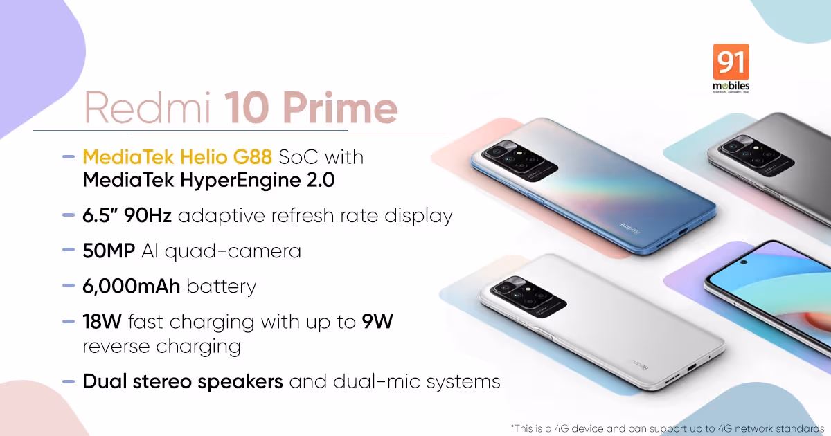 Redmi 10 Prime powered by MediaTek Helio G88 overview: powerful hardware meets affordable price | 91mobiles.co