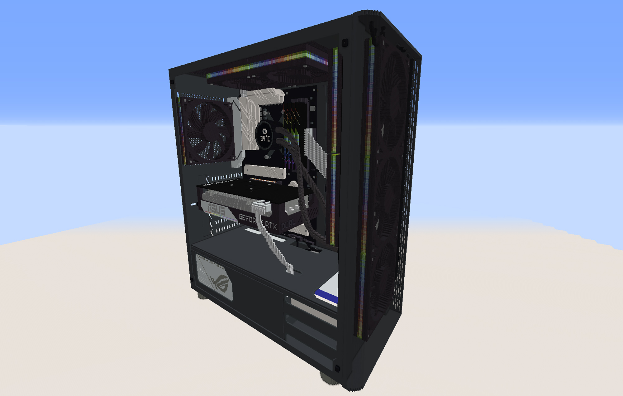 Fully scaled RTX 3070 gaming PC built in Minecraft took 45 hours