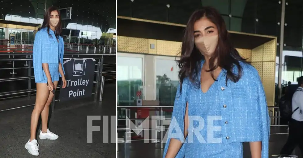 Pooja Hegde slays in a monotone outfit as she jets off from the city