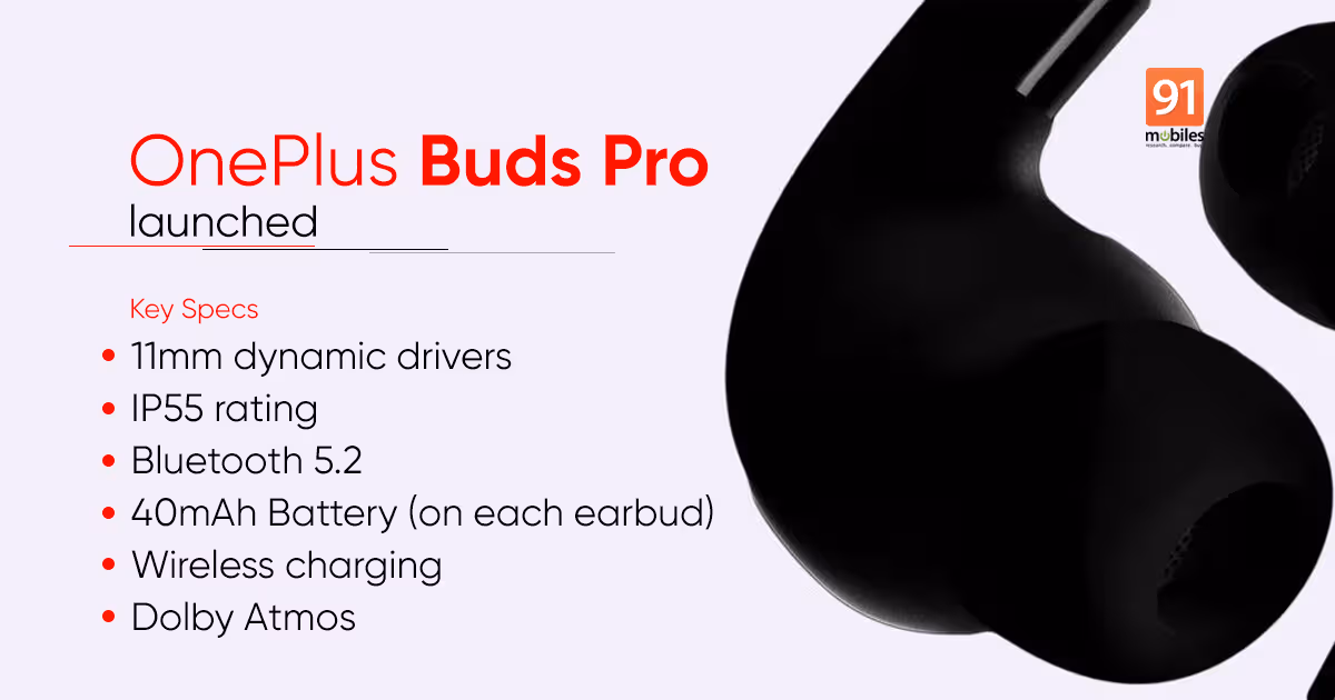 OnePlus Buds Pro premium TWS earbuds launched with Active Noise Cancellation and Dolby Atmos support | 91mobil