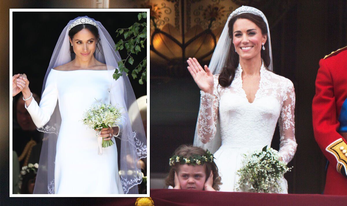 'More risque': Major contrast in Kate and Meghan's wedding dresses shows 'their positions'
